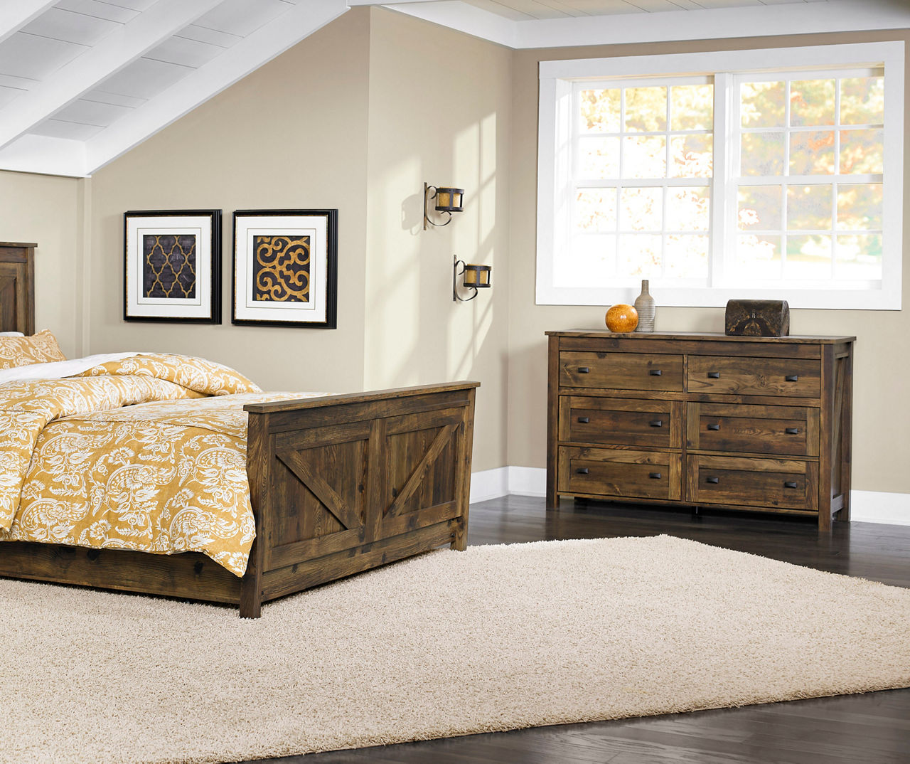 Ameriwood Century Lane Rustic Brown 6-Drawer Dresser