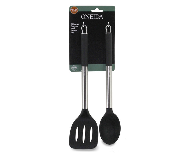 Oneida Stainless Steel Kitchen Tongs with Silicone Head Set of 2