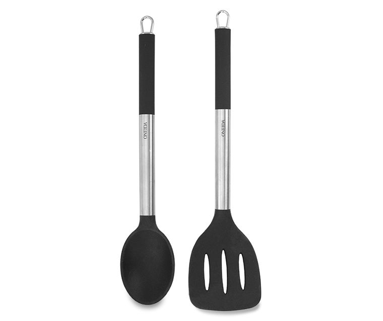 Oneida Stainless Steel Kitchen Tongs with Silicone Head Set of 2