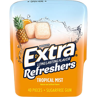 EXTRA Refreshers Tropical Mist Chewing Gum, 40 Pieces