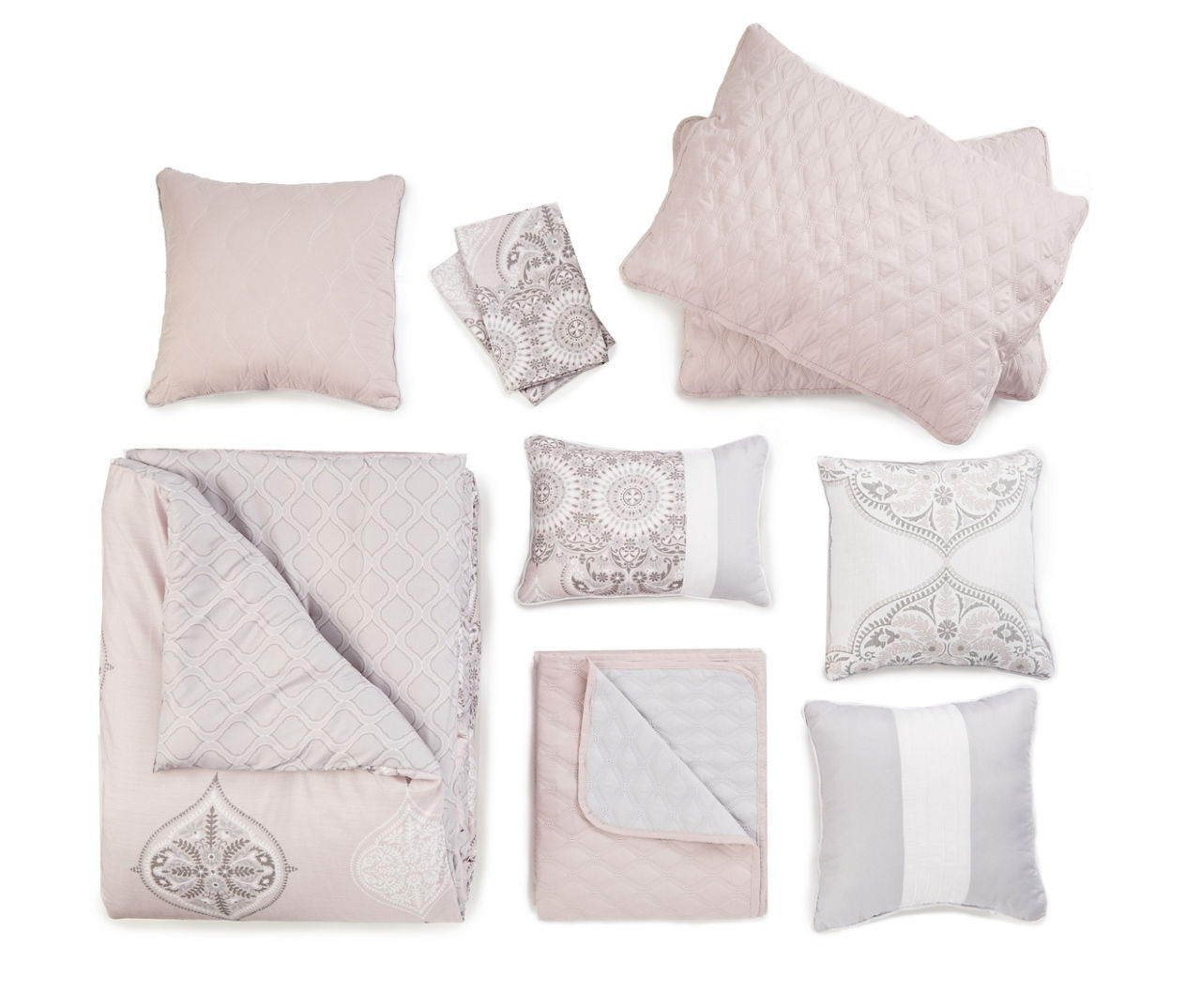 Adina Blush Pink & Gray King 10-Piece Comforter Set