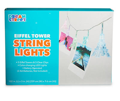 Eiffel Tower Battery-Operated LED String Lights & Photo Clips