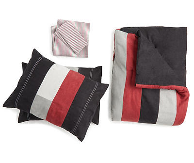 Red & Black Marlow Queen 7-Piece Microsuede Comforter Set