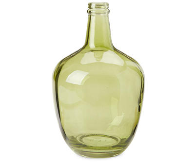 Green Glass Bottleneck Vase