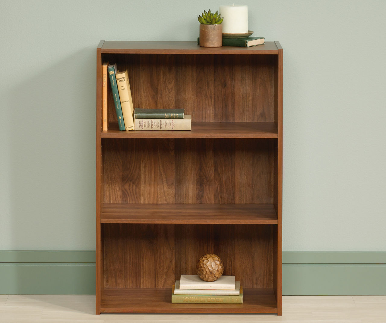 Alderwood Brown 3-Shelf Bookcase