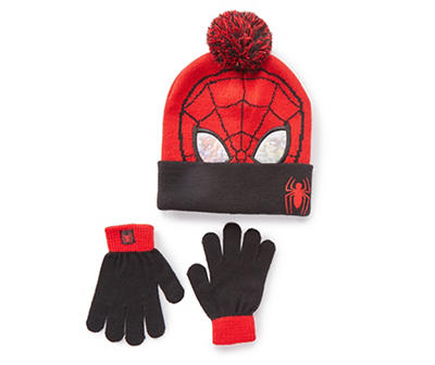 Beanie Gloves Marvel Avengers SPIDER-MAN Kids Winter Hat Set With Gloves NEW 