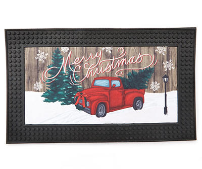 "Merry Christmas" LED Vintage Red Truck Doormat