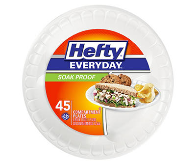 Hefty Everyday Soak Proof 8.875 in. Compartment Plates 45 ct Bag