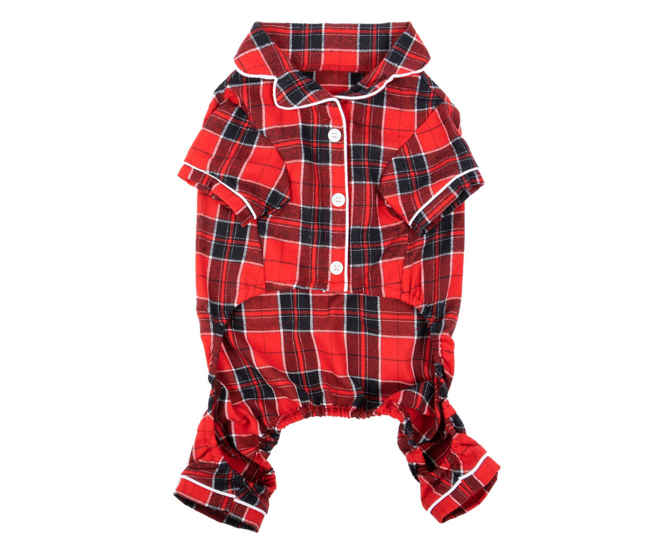 Dog's Red Plaid Collar Pajama, Size L