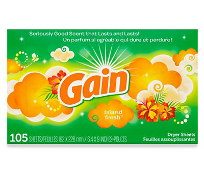 Gain Dryer Sheets, Island Fresh Scent, 105 count