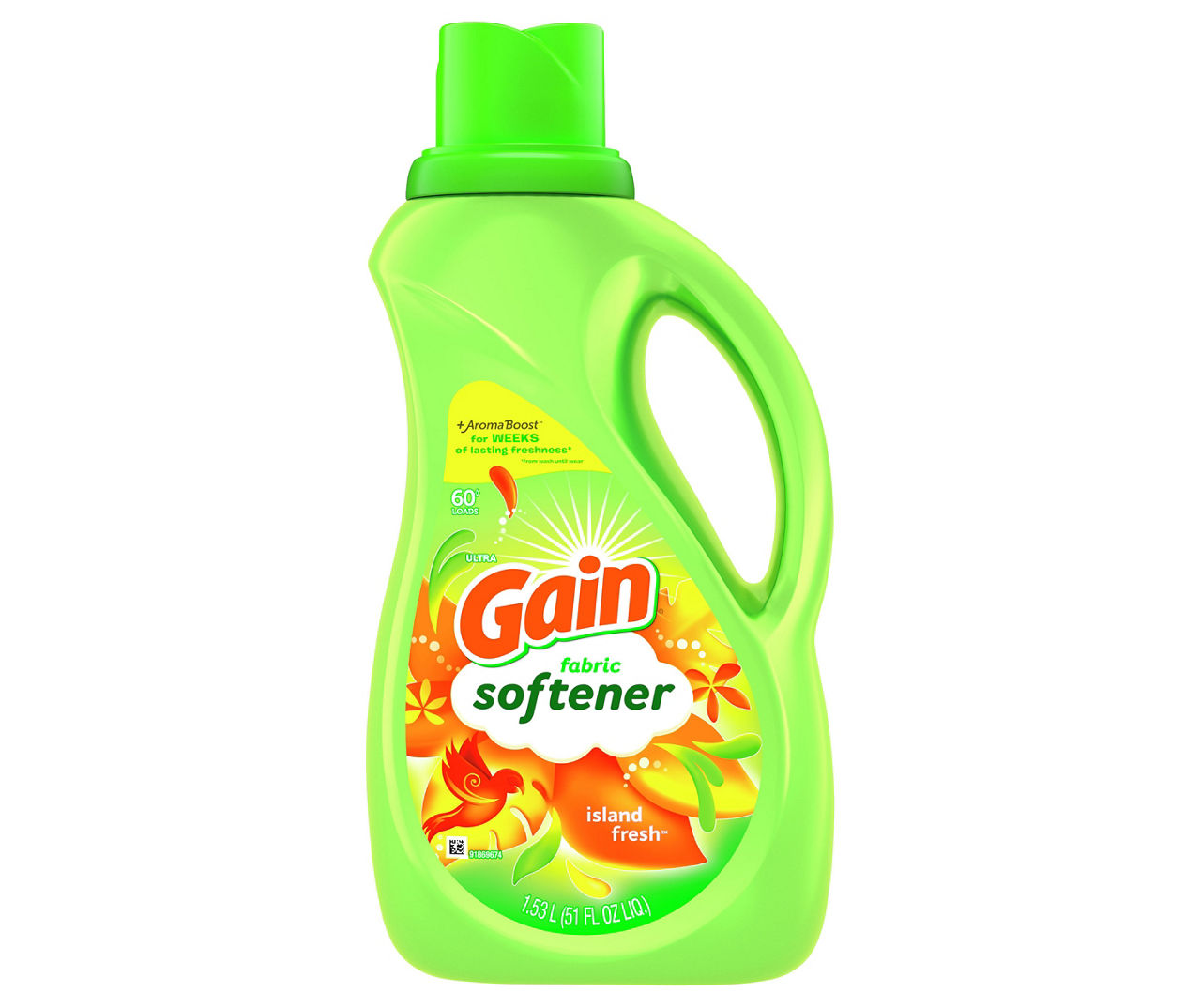 Gain Gain Fabric Softener, Island Fresh, 51 fl oz, 60 Loads, HE