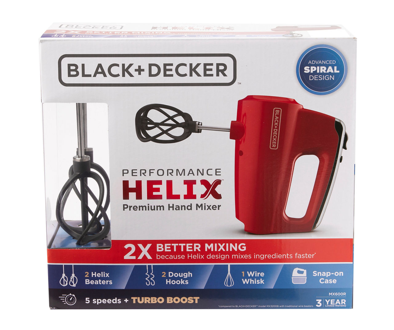 Black+decker Helix Performance 5-Speed Red Hand Mixer