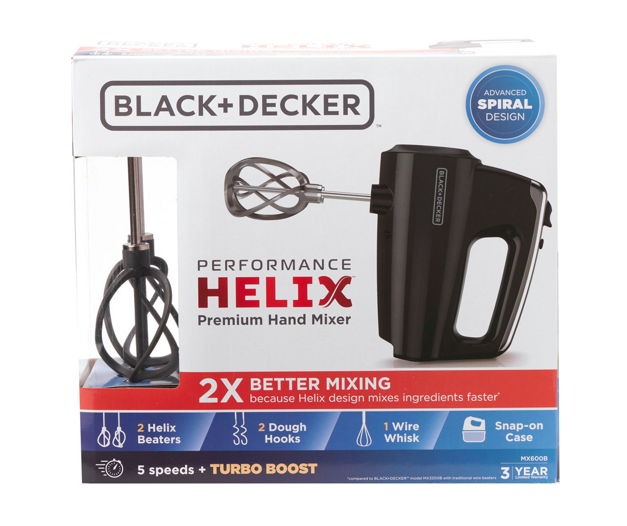 Black + Decker Helix Premium Hand Mixer, Performance, Utensils