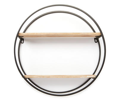 Round Metal Wood 2-Tier Circle Shelf