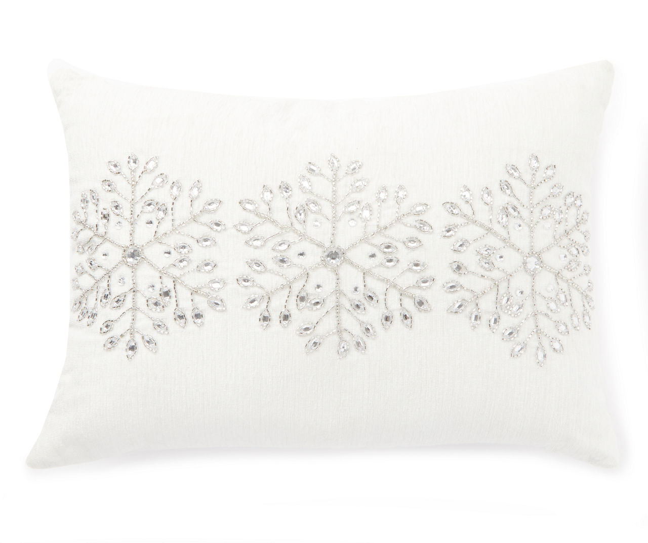 Winter Wonder Lane Gray & Silver Embroidered Snowflake Throw Pillow