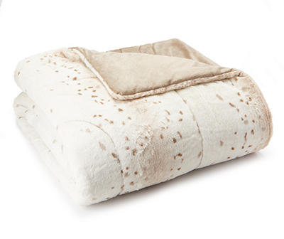 Spotted Tan Faux Fur Full/Queen Reversible Comforter