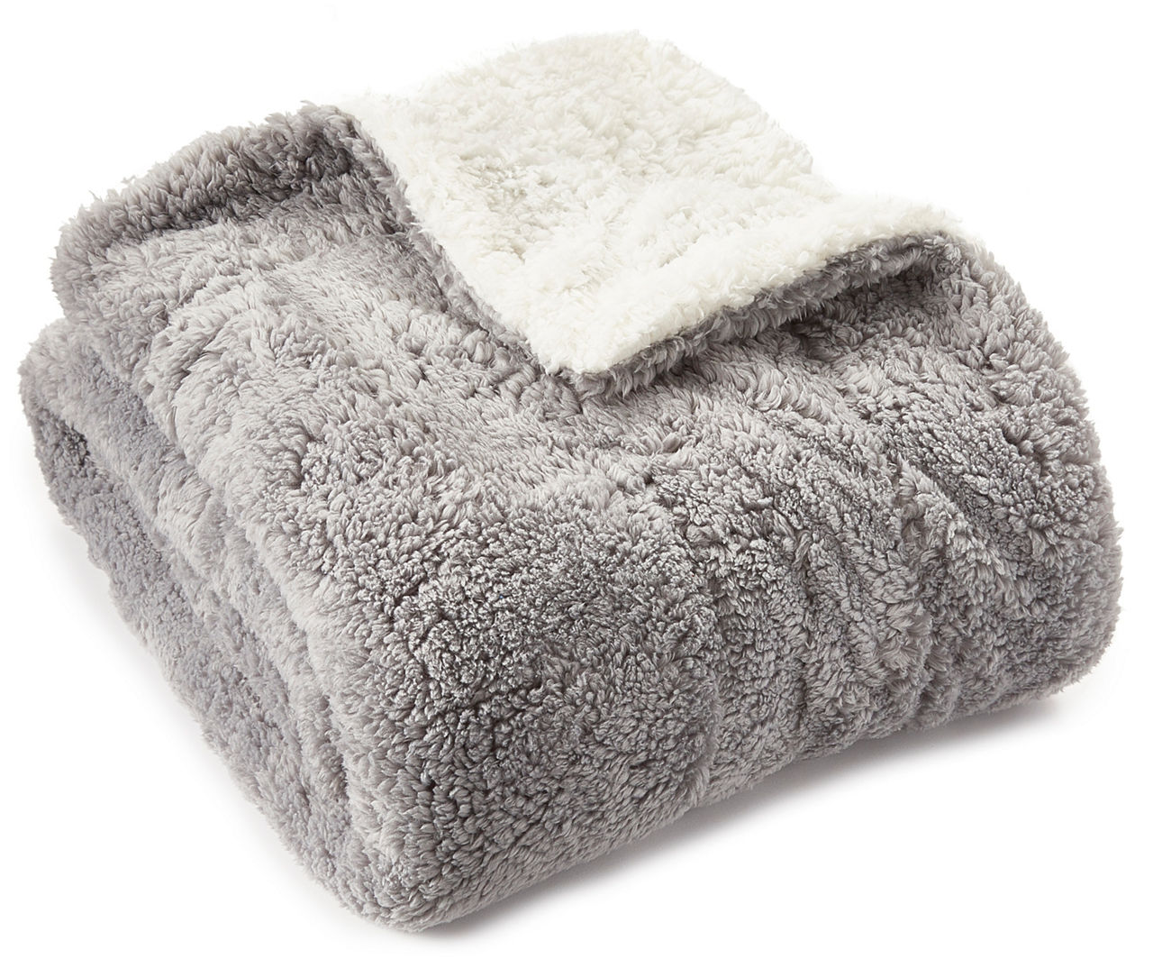 LC SOLID GRAY SHERPA THROW 19