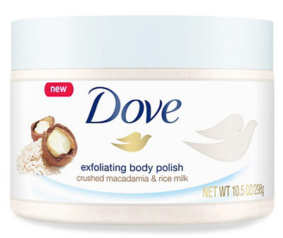 Dove Exfoliating Body Polish Macadamia & Rice Milk Body Scrub 10.5 oz