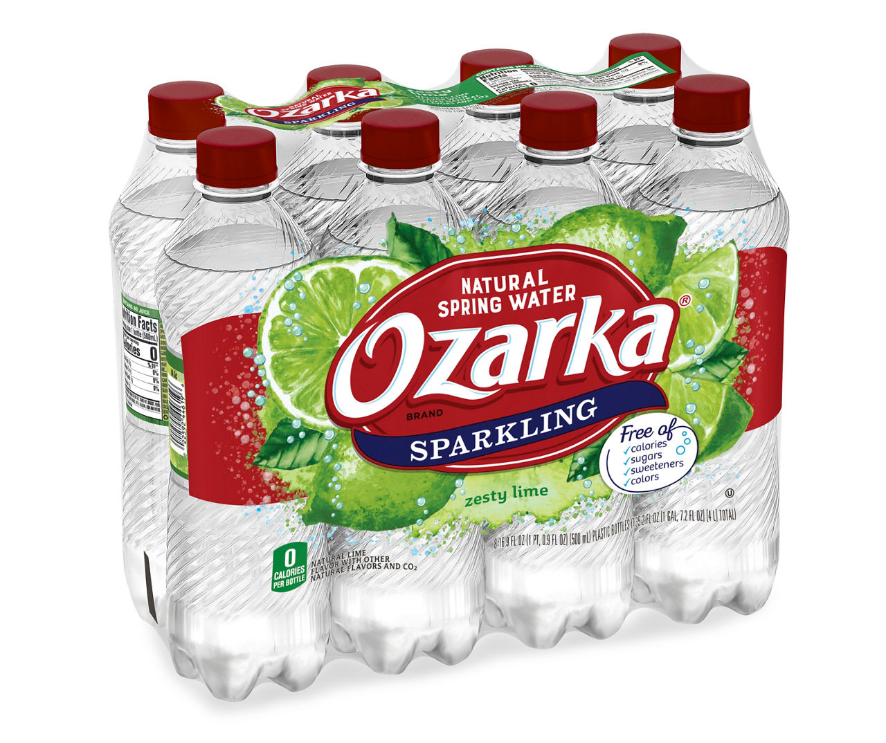 Ozarka Ozarka Sparkling Water, Zesty Lime, 16.9 oz. Bottles (8 Count