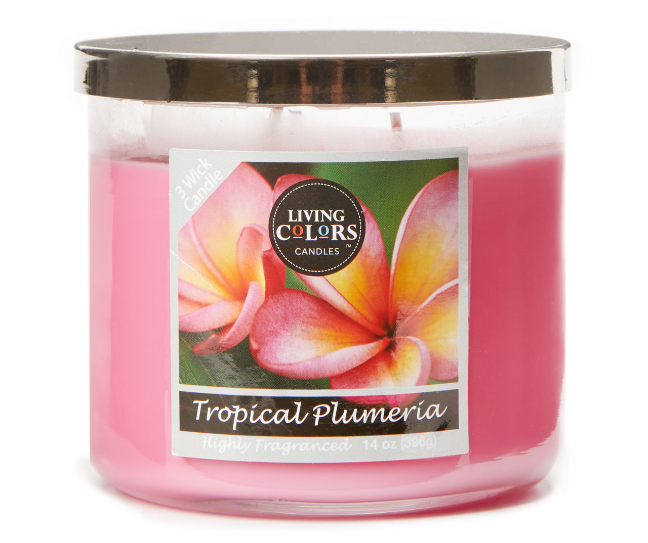Living Colors Tropical Plumeria 3Wick Jar Candle, 14 Oz. Big Lots
