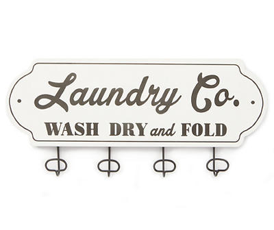 "Laundry Co" Plaque with 4 Hooks