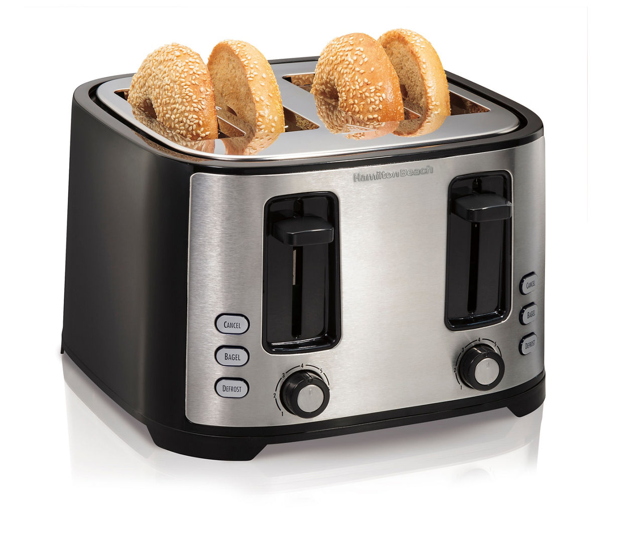 Hamilton Beach 4-Slice Classic Toaster with Sure-Toast Technology in  Stainless Steel and Black