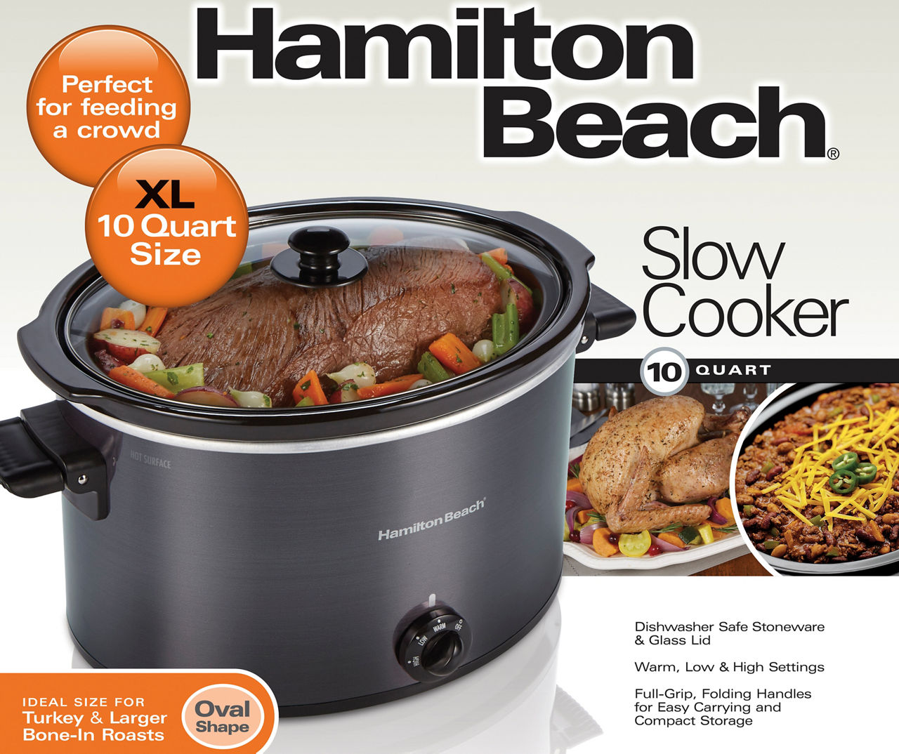 Hamilton Beach Oval 10-Quart Manual Slow Cooker