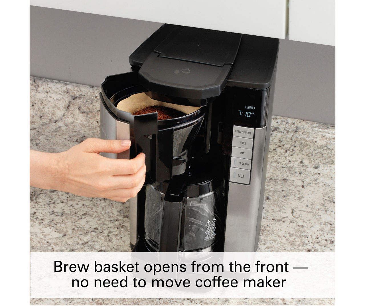 Hamilton Beach Programmable Coffee Maker, 12 Cups, Front Access Easy Fill,  Pause & Serve, 3 Brewing Options, Black 