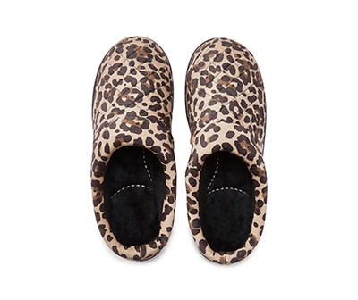 Women's Leopard Quilted Velour Slippers