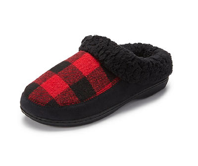 Women's Black & Red Buffalo Check Clog Slippers