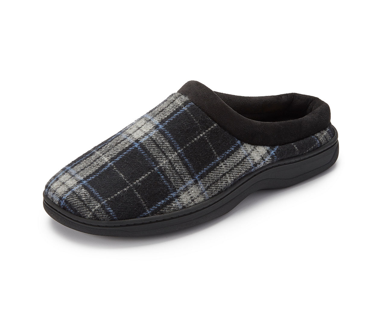 Men s Black Plaid Clog Slippers Size S