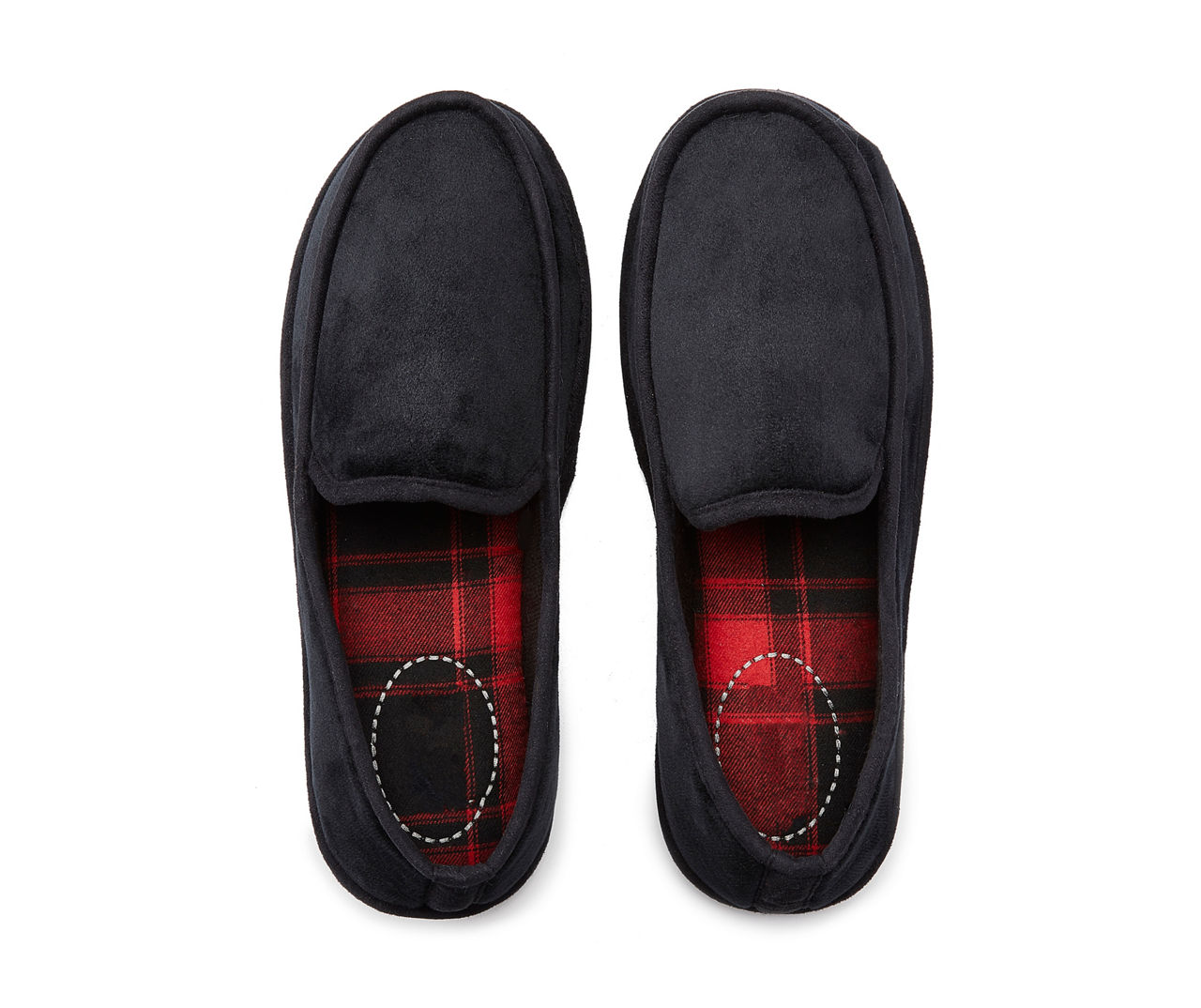 Men's Black Velvet Moccasin Slippers, Size M