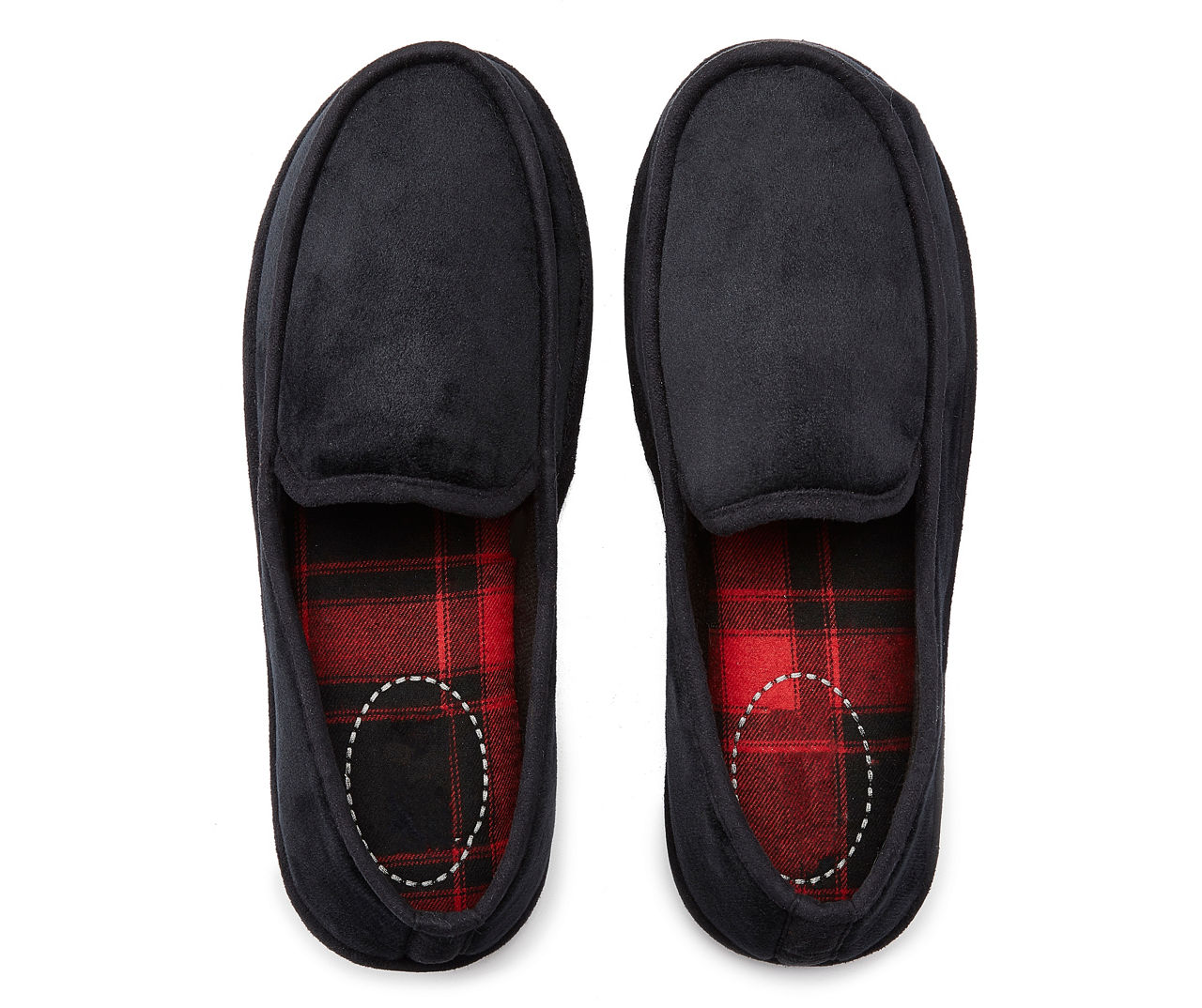 Men's Black Velvet Moccasin Slippers, Size L