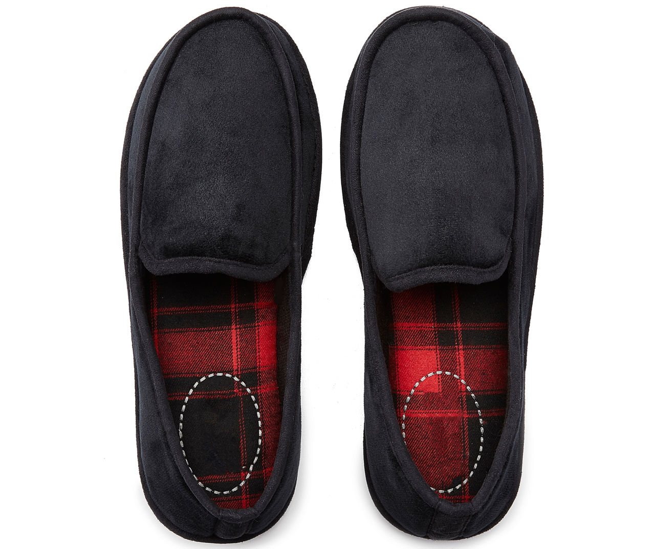 Men's Black Velvet Moccasin Slippers, Size XL