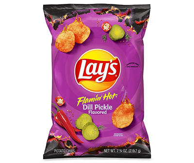 Lay's Potato Chips Flamin Hot Dill Pickle Flavored 7.75 Oz