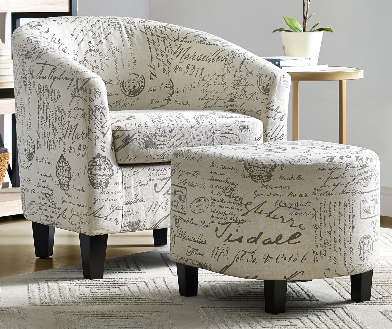 Script chair and deals ottoman