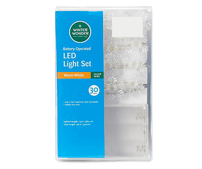 Warm White Snowflake Battery-Operated LED Light Set, 30-Lights