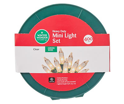 Clear Heavy Duty Mini Light Wheel Set on Green Wire, 400-Lights