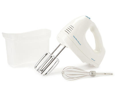 White 6-Speed Hand Mixer with Bowl Rest
