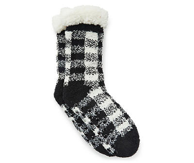 Black & White Buffalo Check Sweater Socks
