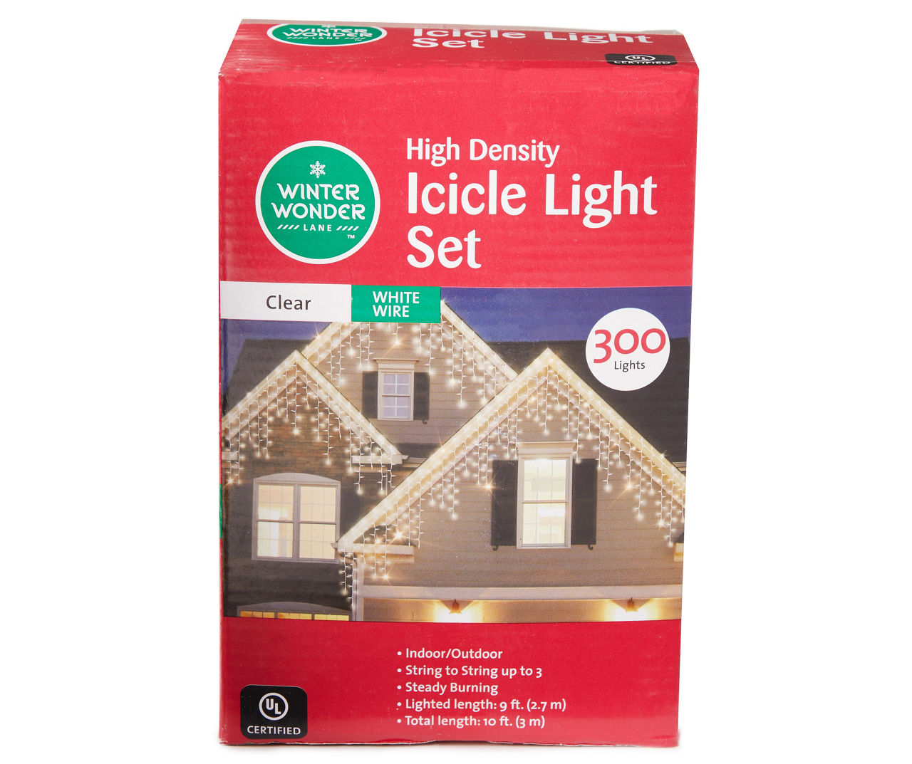 Winter Wonder Lane Clear High Density Icicle Light Set on White Wire