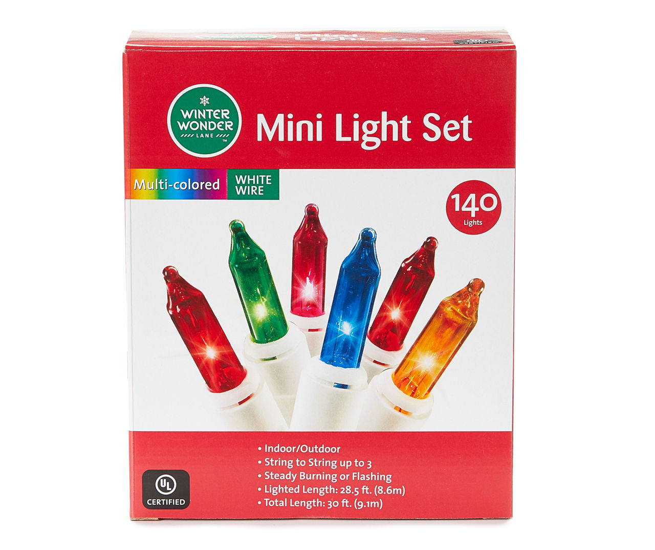 Multi-Color Mini Light Set on White Wire, 140-Lights