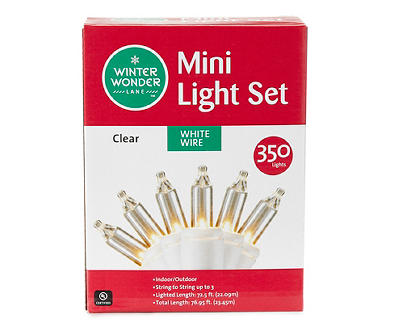 Clear Mini Light Set on White Wire, 350-Lights