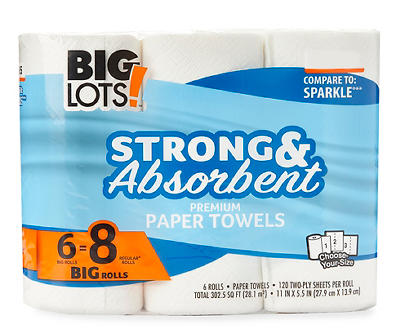 Premium Choose-Your-Size Paper Towels, 6 Big Rolls