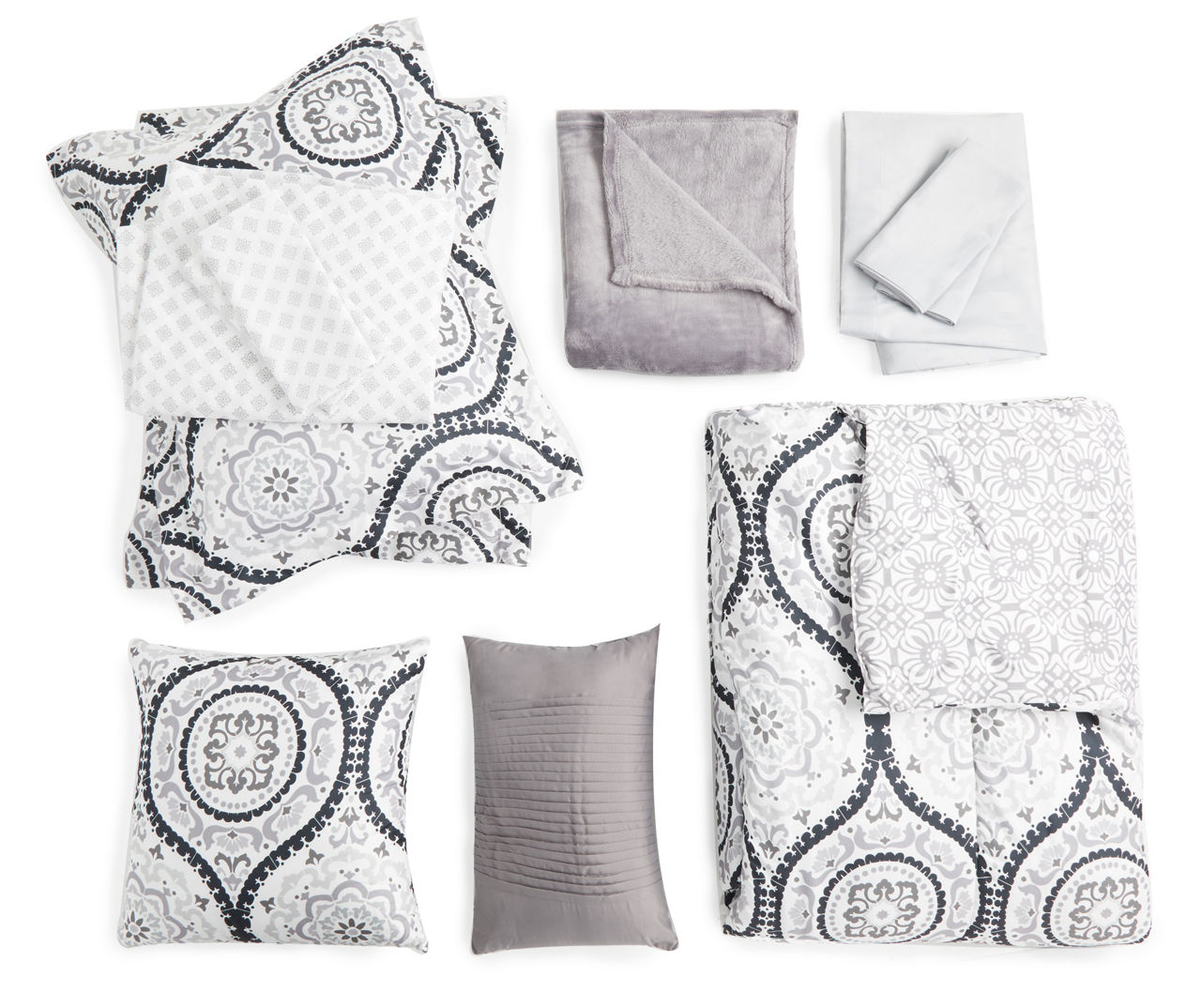 Black & White Rachel Full 14-Piece Reversible Comforter Set