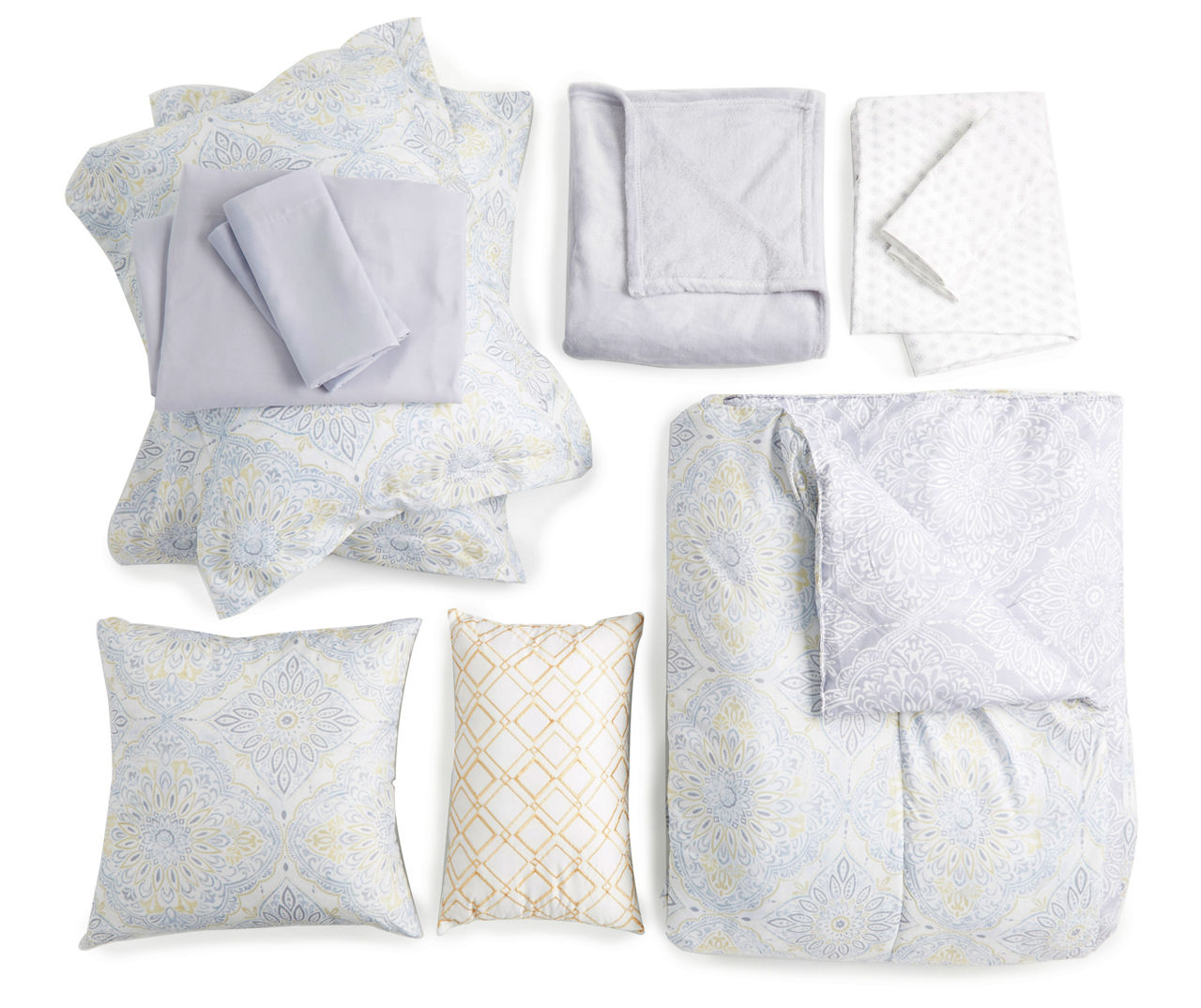 Gray & Yellow Ava King 14-Piece Reversible Comforter Set