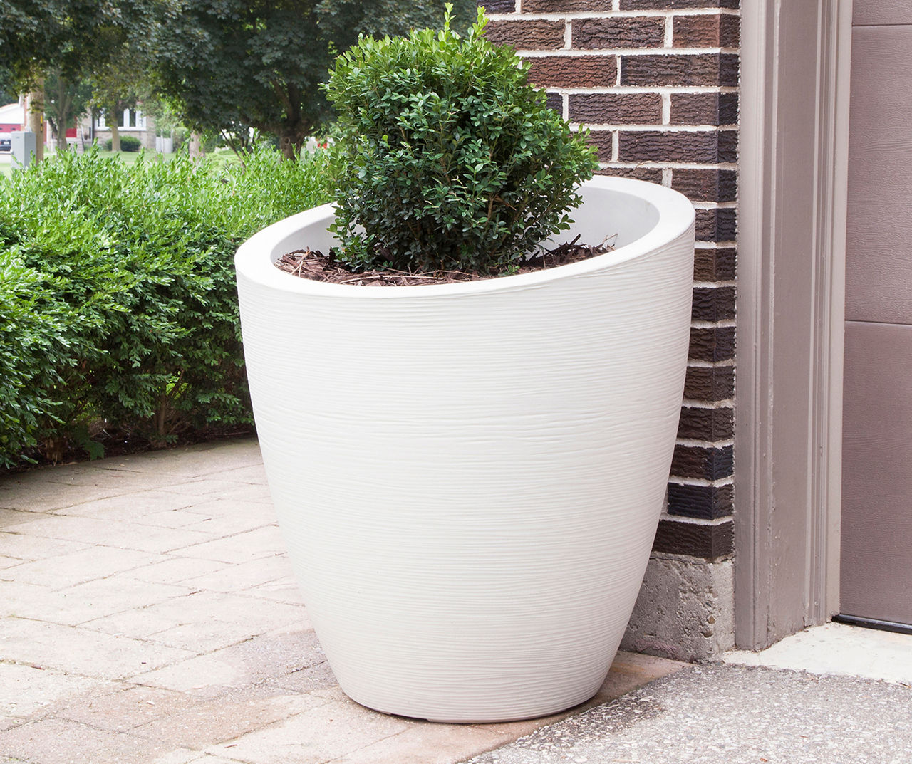 Large White Composite Planter