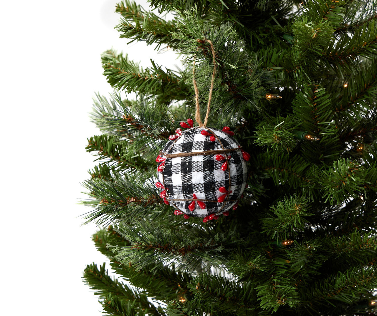 Winter Wonder Lane White & Black Plaid 128-Section Ornament