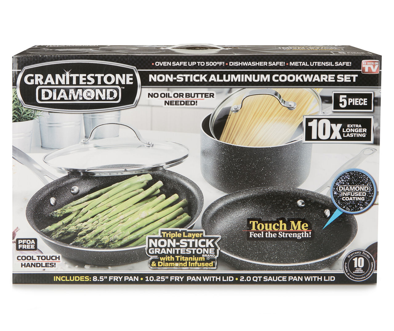 Granitestone Diamond Blue Non-Stick Aluminum 5-Piece Cookware Set