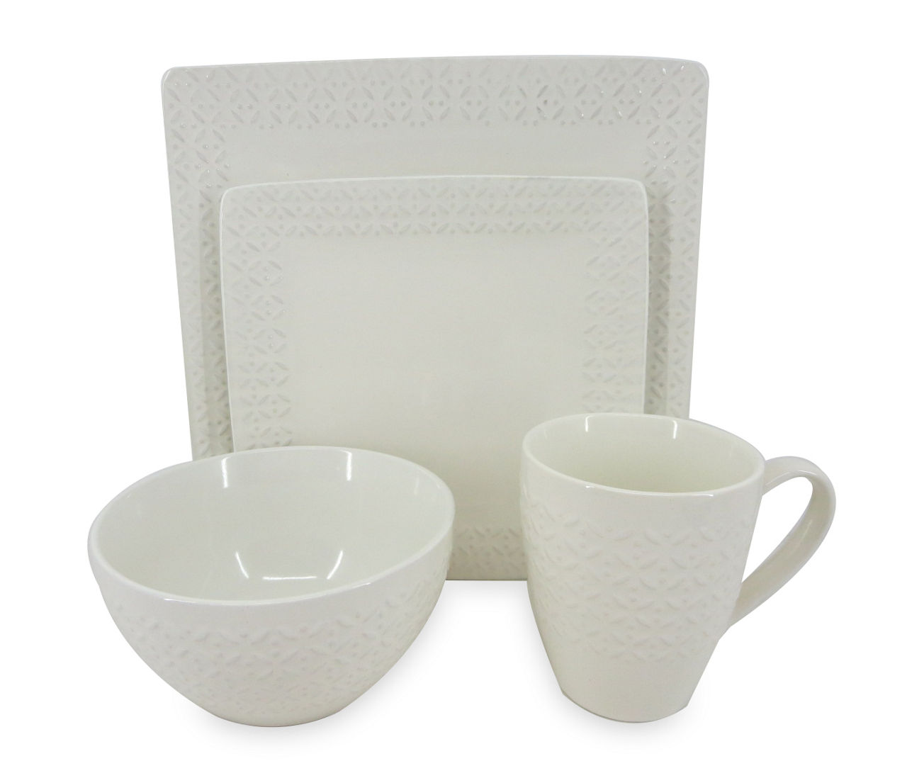 Master Cuisine Square Grace White Dinnerware, 16Piece Set Big Lots